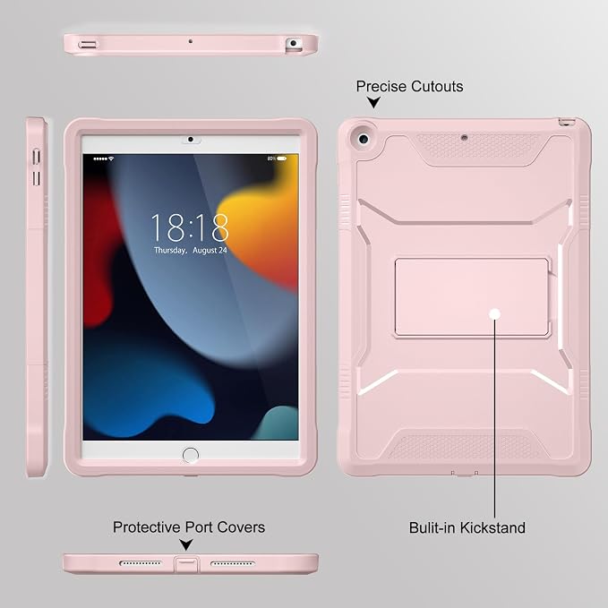 DTTO Case for for iPad 9th/8th/7th Generation 10.2-inch Black | Durable Shockproof Protective Cover Built-in Screen Protector &amp Kickstand Corner Protection