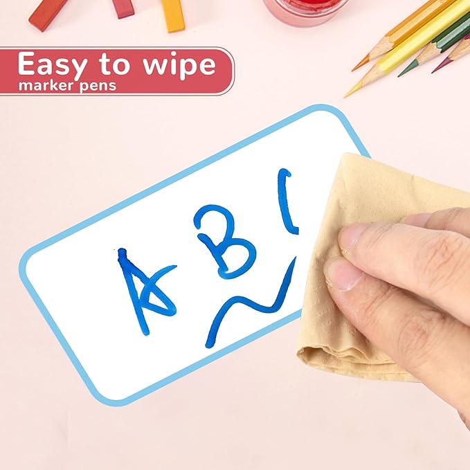 32 Pcs Dry Erase Magnetic Labels, 4.2 x 2.1 Colored Border Reusable Writable Magnetic Name Tags Magnetic Label Stickers for Whiteboard, Refrigerator, Locker Classroom Office Home (8 Colors)