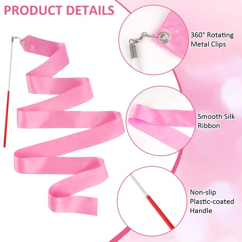 Okxiri 12 Pack Dance Ribbons for Kids, Dance Class, Birthday Party, Gymnastics, Princess Party Favors (Rainbow)