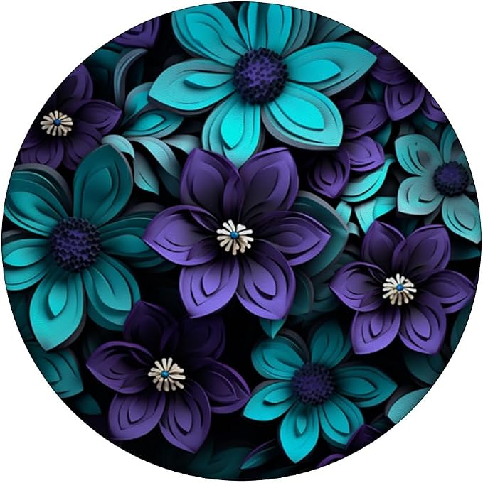 Teal Blue Flower Wildflower Bouquet Purple Floral Design Art PopSockets Adhesive PopGrip