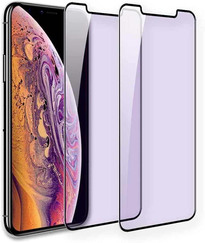 PERFECTSIGHT Blue Light Tempered Glass Screen Protector compatible with iPhone 11 Pro Max 2019 iPhone Xs Max 2018 6.5 inch HD Anti Fingerprint 2X Stronger Alignment Frame Easy Installation