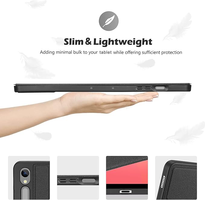 ProCase Slim Stand Case for Galaxy Tab S10 FE / S9 FE 10.9 Black | Fits Galaxy Tab S10 FE / S9 FE 10.9 (SM-X520 / SM-X510) Built-In S Pen Holder Case Features Trifold Stand