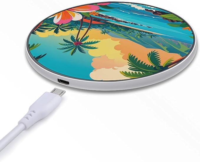 Hello Hawaii Wireless Charger Portable Fast Charging Pad Lightweight Wireless Charging Pad 10W Slim Charging Station for Phone Charger Mat for Travel Home Office Desk