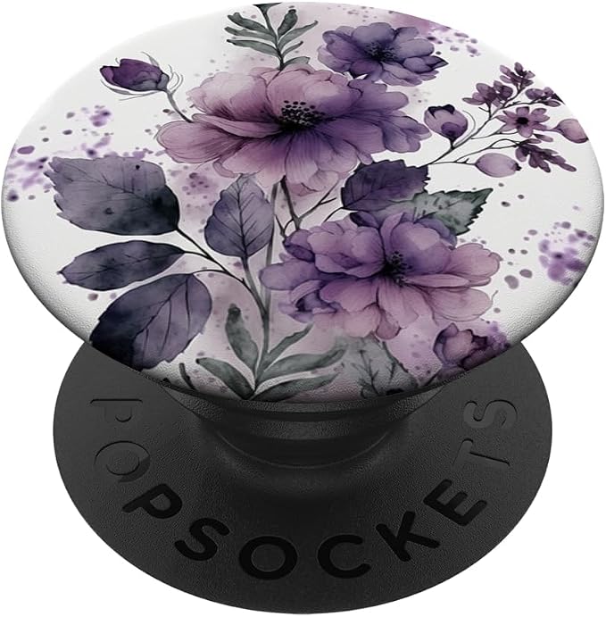 Purple Lavender Blossom Leaves Flower Floral Girly PopSockets Adhesive PopGrip
