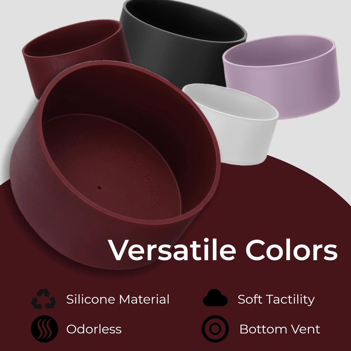 2PCS Protective Silicone Boots for Black Cherry Owala 24oz 32oz, Anti-Slip Sleeve Cover for Owala FreeSip Water Bottles Accessories Enhances Stability & Prevents Scratches(32oz,Black Cherry)