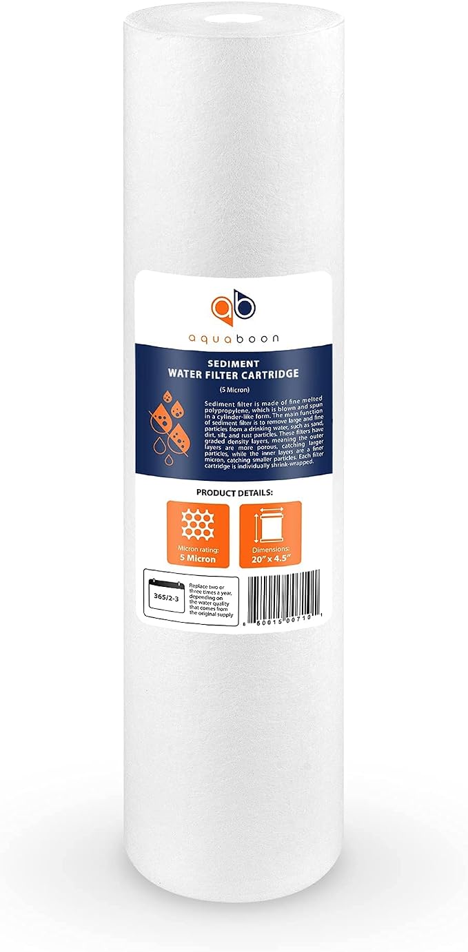 Aquaboon 5 Micron 20 x 4.5 Water Filter Cartridges Set of 2, Whole House Water