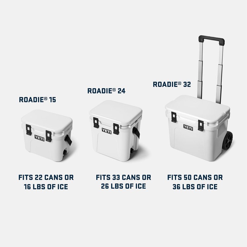 YETI Roadie 24 2.0 Hard Cooler with DoubleDuty Shoulder Strap and Drain Plug, White
