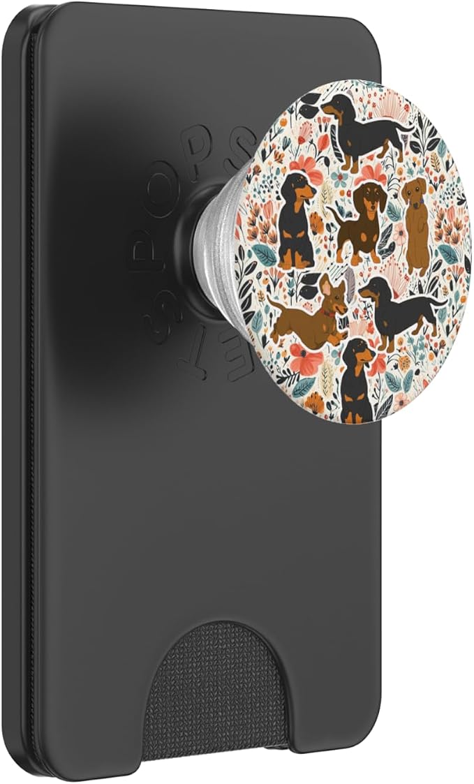 Aesthetic Floral Cute Dachshund Wiener Dog Lovers Pattern PopSockets PopGrip for MagSafe