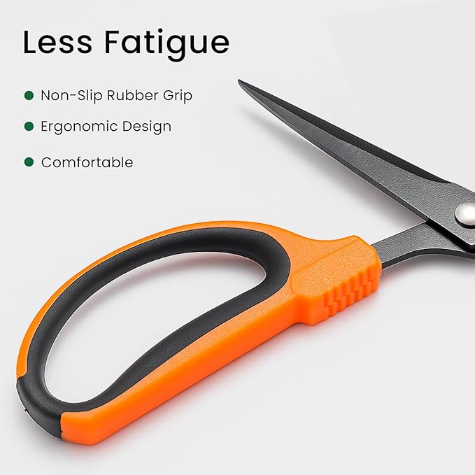 GROWNEER 3 Packs Trimming Scissors Teflon Coated Non Stick Blades Pruning Shears Gardening Hand Pruning Snips with Straight Stainless Steel Precision Blade