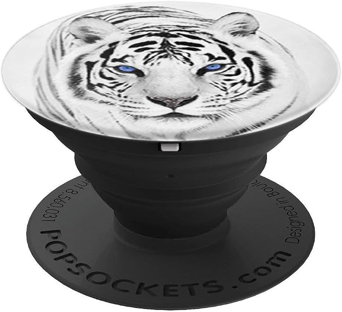 White Tiger Blue Eyes Cute Big Wild Cat Animal Gift Idea PopSockets Adhesive PopGrip