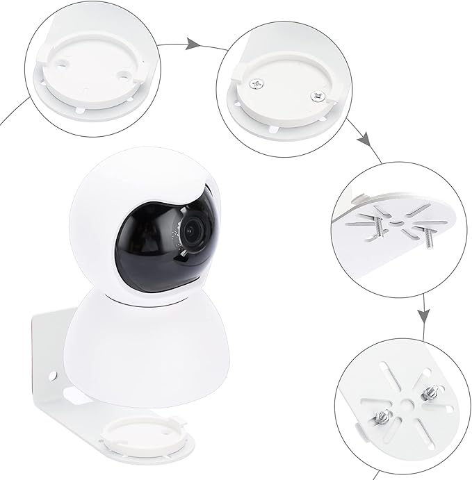Sumnacon 3PCS Wall Mount Camera Shelf- Metal Small Wall Shelf with Adhesive,Universal Small Floating Shelf for Security Cameras, Speakers,White