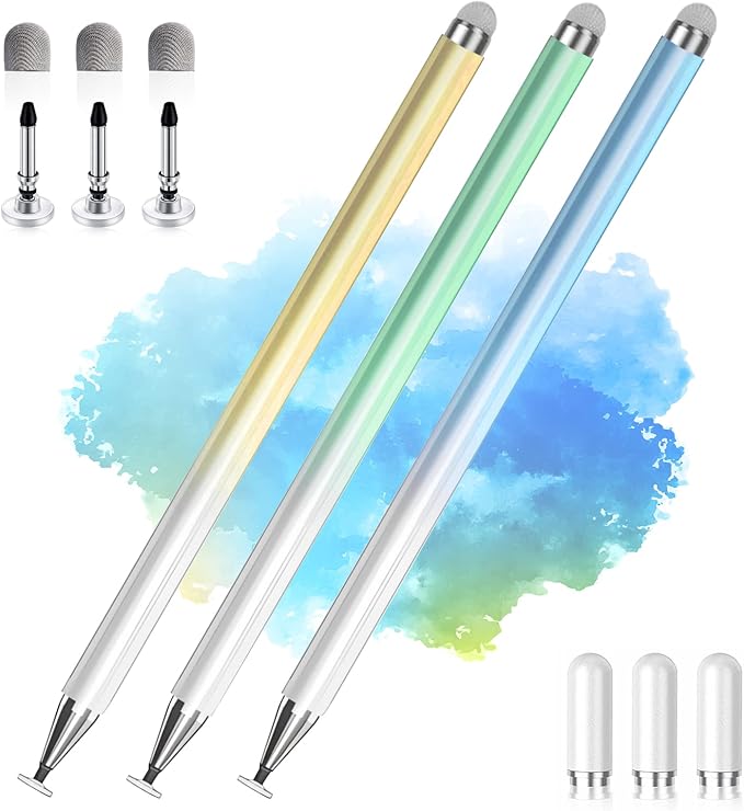 Stylus Pen for Touchscreen 2 in 1 Stylists Pens Compatible with All Touch Screens Devices Tablets iPhone iPad Android Computer Laptop Fine Disc Tip Drawing Styluses [8 Pack]