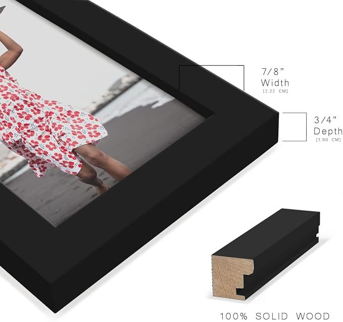 Renditions Gallery 3.5x5 inch Picture Frame High-end Modern Style, Made of Solid Wood and High Definition Glass Ready for Wall and Tabletop Photo Display, Black Frame