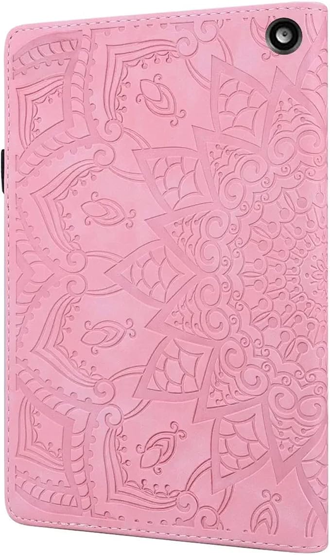for Kindle Fire HD 8 Tablet (only Fits 10th Generation) &amp Fire HD 8 Plus 8 Case 2020 with Stand/Pencil Holder/Card Pocket/Elastic Band Embossed PU Leather Floral Cover Brown Peacock Flower