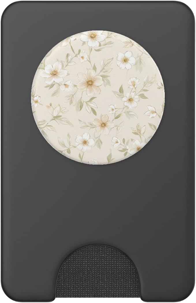 Cute Girly Beige Vintage Botanical Wildflower Floral Pattern PopSockets Adhesive PopGrip