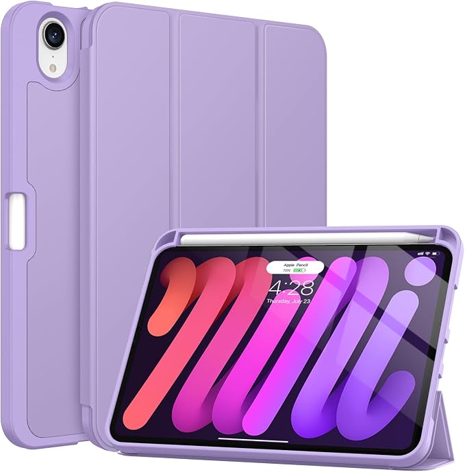 Soke Case for iPad mini (A17 Pro) 7th/ 6th Generation (Book Wine) | Built-in Apple Pencil Slot fit iPad Mini 2024 and 2021 8.3 inch Auto Sleep/Wake