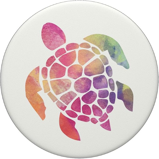 Super Cute Sea Turtle Watercolor Pattern Design on White PopSockets Adhesive PopGrip