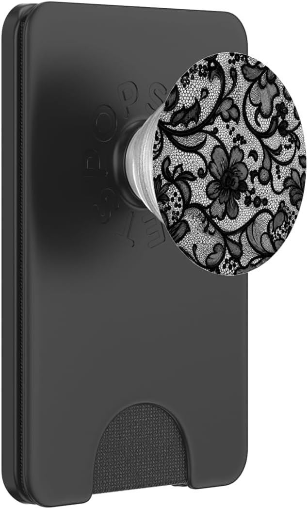 Black Lace Vintage Pattern PopSockets PopGrip for MagSafe