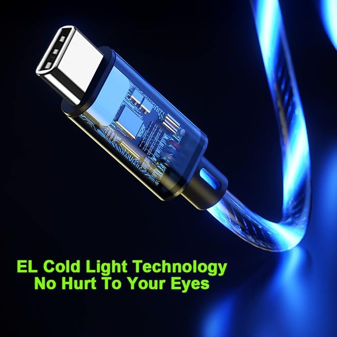 IHAO Multi Ports Charger Cable 3 Combinations in One Cable USB A to USB C/Micro USB PD Fast Charging Cord Lighted Up LED Flowing Compatible with Almost All Kinds of Electric Device-39Inches Blue
