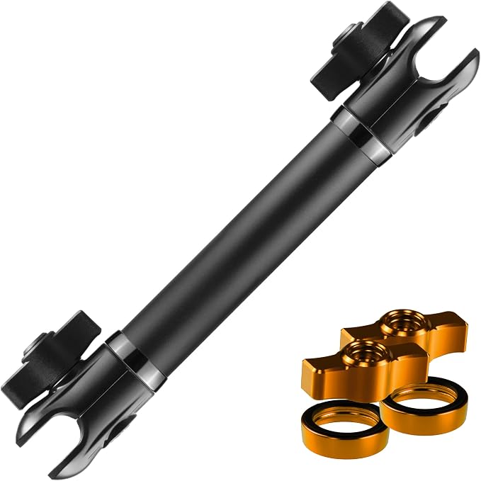 Tackform 10 Long 20mm Ball and Socket Arm DuraLock 20 Series Aluminum Tube Arm | Dual 20mm Sockets and Optional Anti-Theft Knobs | Black
