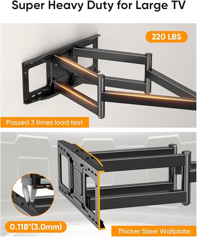 FORGING MOUNT Heavy Duty XXL Full Motion TV Wall Mount for 55-120 inch Extra Large TVs 98" 100",Holds 275 lbs, Max VESA 900x600, 42.9" Extension Long Arm TV Mount Swivel,Tilt,Preassembled,16-24” Studs