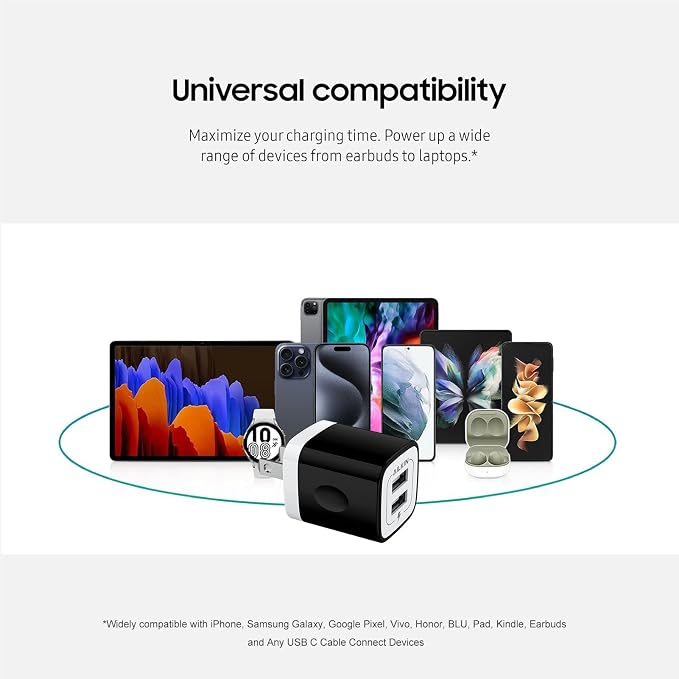 USB Wall Plug Multi USBA AC Power Charger Adapter USB-A Block Cube iPhone | iPad Samsung Google Pixel LG Camera Phones &amp Tablets Charge Multiple USB Plug Station Base