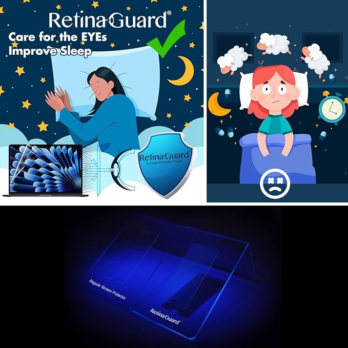 Anti Blue Light Screen Protector for iPhone15 Pro Max 6.7 Blocks Harmful Blue Light Reduce Eye Fatigue and Help Sleep Better