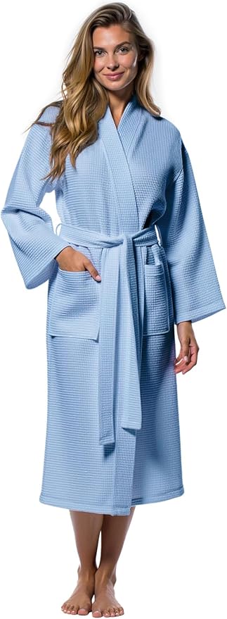Turquaz Lightweight Full-Length Robes For Women Waffle Kimono Bathrobe - Soft, Fast-Drying, Long-Lasting Cotton Blend Unisex