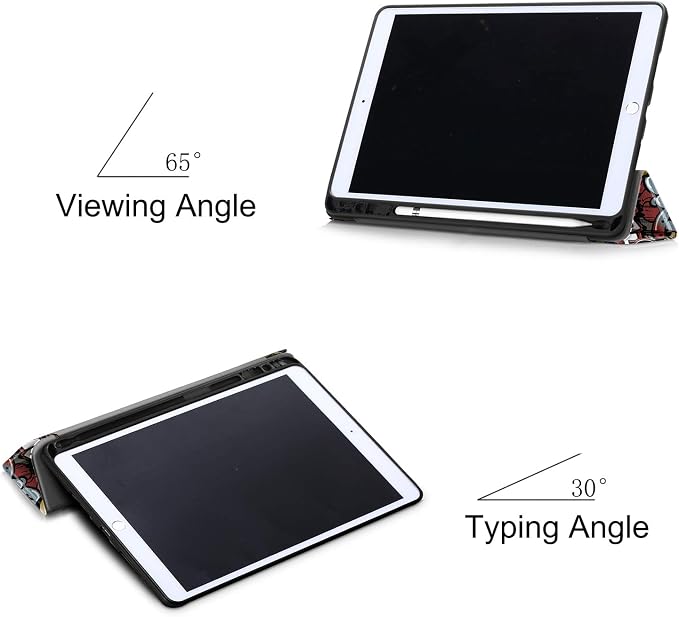 for Apple iPad 10.2 Case 2021/2020/2019 iPad 9th/8th/7th Generation Smart Cover with Pencil Holder [Auto Wake/Sleep] PU Leather Stand Folio Tri-fold Shockproof Thin Shell Colored Graffiti