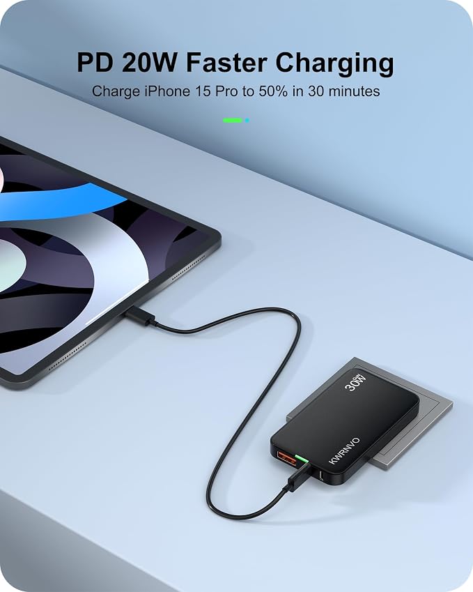Flat USB Wall Charger 3 Ports Ultra-Slim Fast Wall Charger for Pixelbook iPad Pro iPhone 17/16/15/14 Black