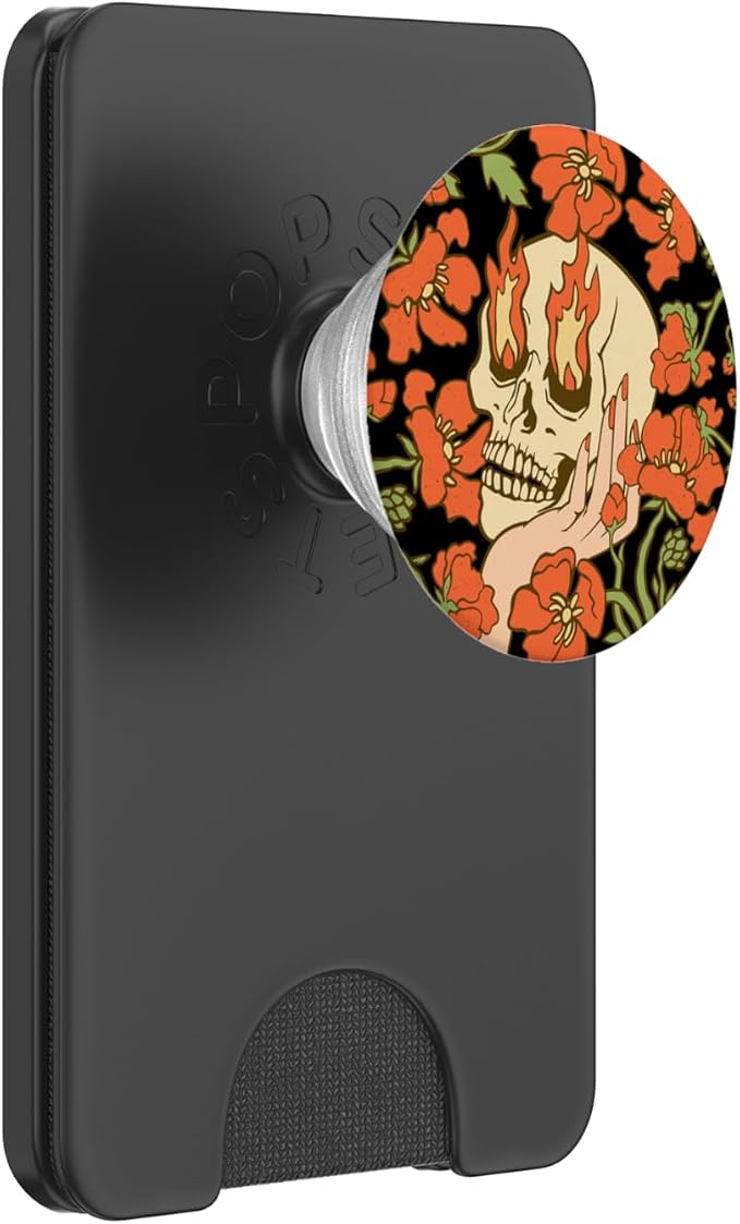 PopSockets Skull &amp Goth Phone Grip &amp Stand - Skull Flowers PopSockets PopGrip for MagSafe