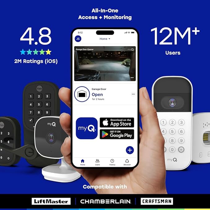 Chamberlain myQ Smart Indoor Security Camera – 1080p HD Video, Night Vision, Motion Detection, Wi-Fi, Two-Way Audio, Smartphone Control, 2 Pack