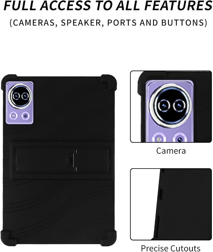 Case for SKYEGG K15 Tablet 11 inch Android 14 Tablets，WUNIAK Shock Proof Lightweight Stand Rubber Shell Protective CoverKids Friendly Soft Silicone Adjustable Stand CoverBlack