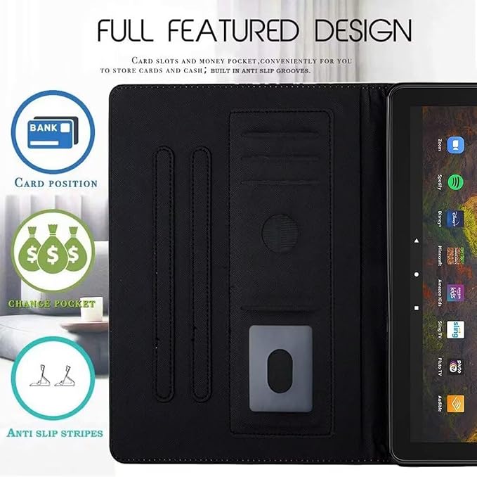 Case for Kindle Fire HD 10 &amp Fire HD 10 Plus 13th/11th Generation 2023 2021 | Synthetic Leather Flip Folio Stand Cover with Auto Wake/Sleep for Kindle Fire HD 10 &amp Fire HD 10 Plus Beach
