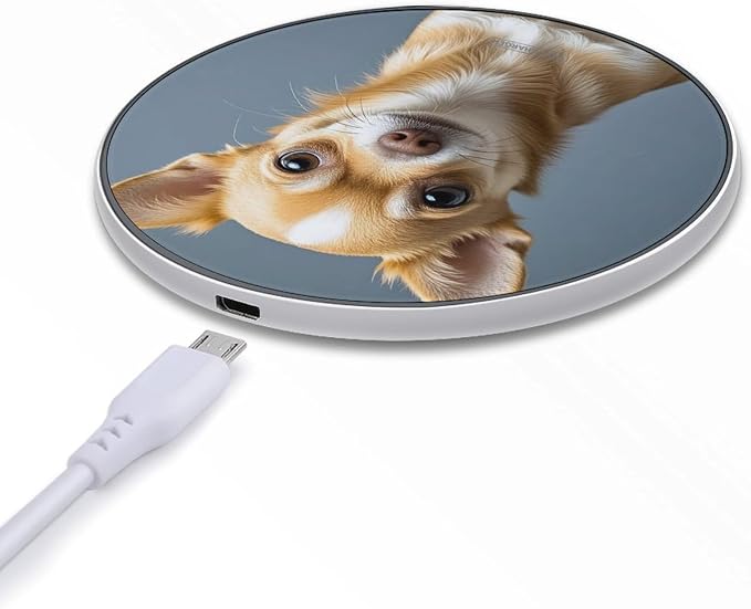 Cute Chihuahua Wireless Charger 10W Portable Fast Wireless Charging Pad Compatible with Phone Slim Charging Station Lightweight Charger Mat Charging Block for Travel Home Office