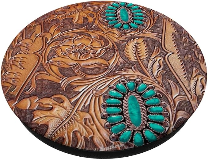 Rustic Turquoise Brown Cowboy Tribal Western Country PopSockets Adhesive PopGrip