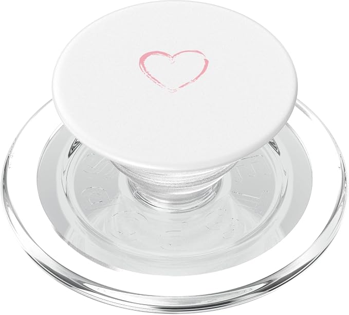 Pink Heart White PopSockets Adhesive PopGrip