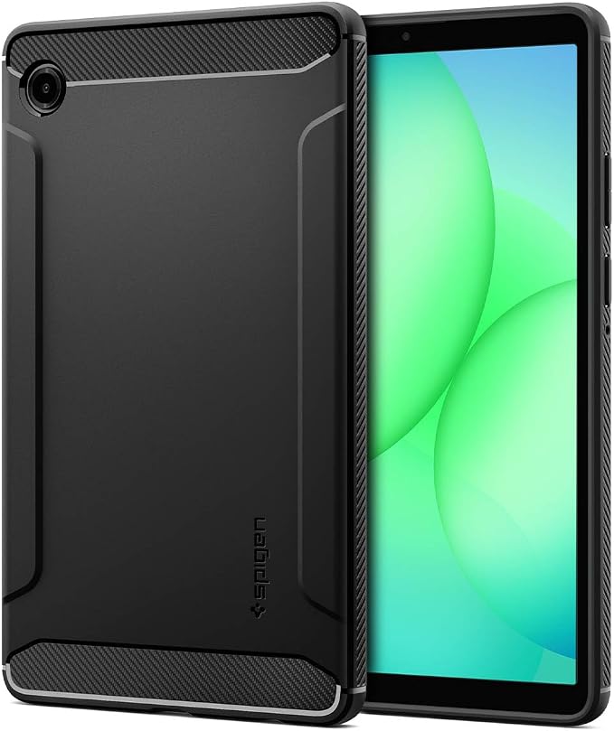 Spigen for Galaxy Tab A11+ Plus Case (2025) Rugged Armor Slim Protective Case with Carbon Fiber Design and Air Cushion Technology Matte Black