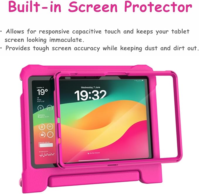 Kids Case for New iPad (A16) 11th Generation 11 inch 2025 iPad 10th Generation 10.9 2022 - Shockproof Handle Bumper Stand Cover with Built-in Screen Protector &amp Pencil Holder Tablet Case (Black)