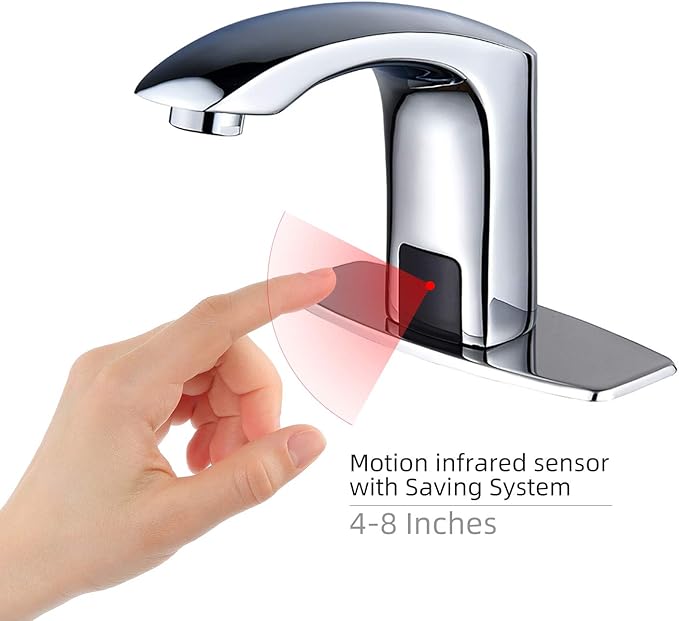 HALO Automatic Commercial Sensor Grifo Touchless Bathroom Faucet with Hole Cover Deck Plate Motion Activated Hands Free Vessel Sink Robinet Brushed Nickel