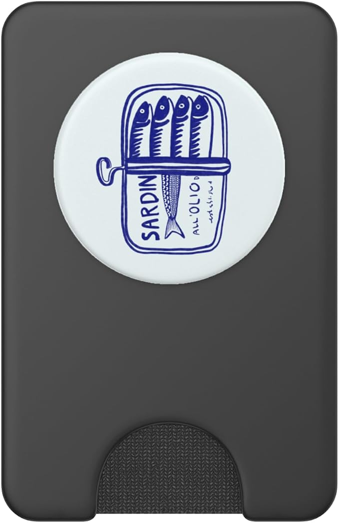 Sardine Tin in Blue Hand Drawn PopSockets PopWallet for MagSafe