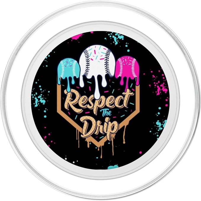 Baseball Ice Cream Drip with Sprinkles Youth Boys Baseball PopSockets Adhesive PopGrip