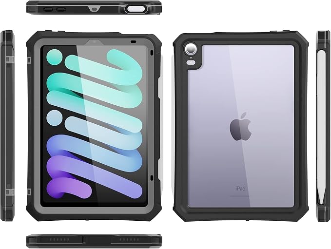 10.2 Waterproof Case Compatible with iPad 9th 8th 7th Generation 2021/2020/2019 Built-in Screen Protector with Strap Stand Pencil Holder Full Body Heavy Duty Protective Shockproof