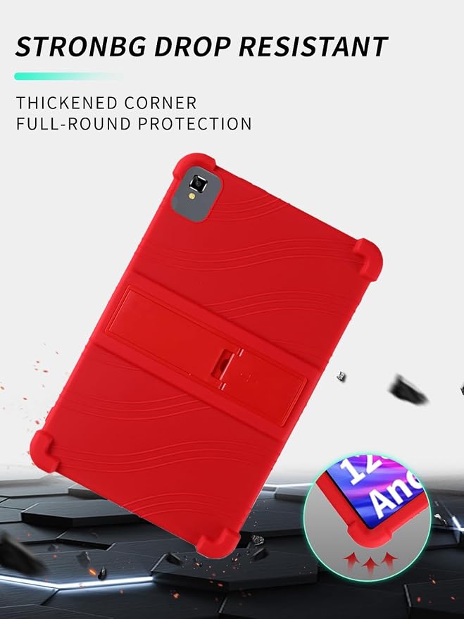 Case for YLEEBG TAB10 10 inch Android 14 TabletsWUNIAK Hollow Back DesignHeat Dissipation Shockproof Lightweight Adjustable Kickstand Silicone Shell&ampKids Friendly Soft CaseBlack