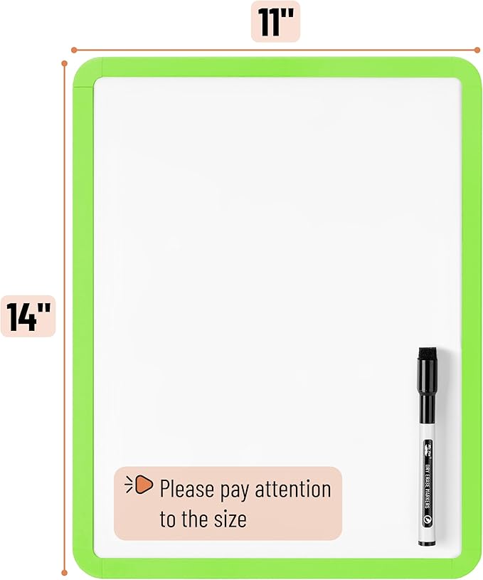 Mr. Pen- Dry Erase Board, 14” x 11” with a Black Dry Erase Marker, Small Mini White Board for Students