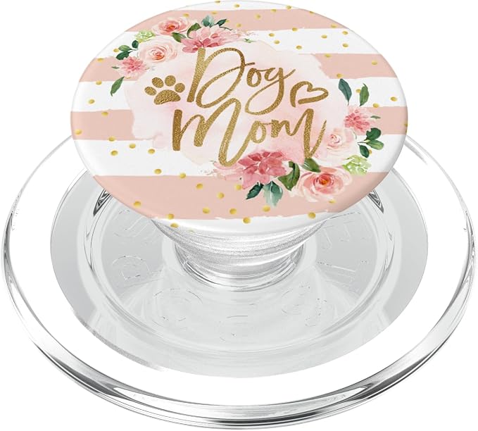 Dog Mom Pink Floral Cute Paw Print Mother's Day Gift PopSockets PopGrip: Swappable Grip for Phones &amp Tablets PopSockets Adhesive PopGrip