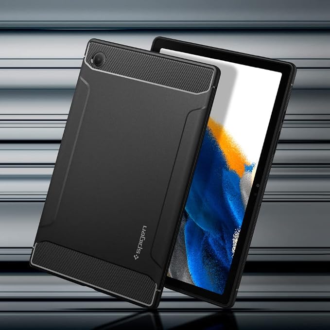 Spigen for Galaxy Tab A11+ Plus Case (2025) Rugged Armor Slim Protective Case with Carbon Fiber Design and Air Cushion Technology Matte Black