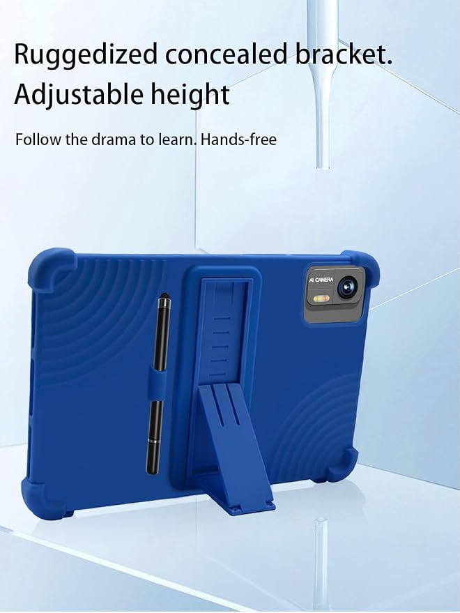 for Bvglcory X50 Android Tablet10.1 2.5K Ultra Clear Display Tablet Model CaseSoft Silicone Adjustable Stand Cover Lightweight Kids Friendlywith Capacitive PenBlue.
