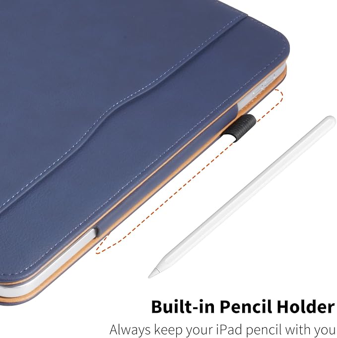 PU Leather Case for iPad A16 11th Gen 11 Inch for iPad 10th Gen CaseBlack | iPad 11/10.9 Inch 2025/2022 Cover with Pencil Holder Multi-Angle Stand Document Pocket and Auto Sleep/Wake