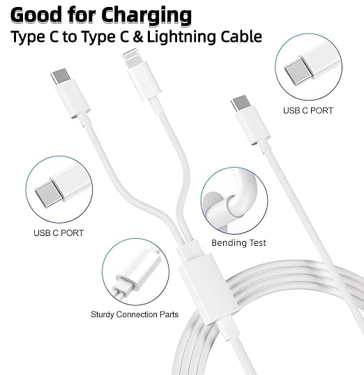 USB A to USB C Cable2 Pack [3FT+6FT] Carplay Cord for iPhone17/16/15 | USB A to USB C Cable2 Pack [3FT+6FT] Carplay Fast Charging Cord for iPhone17/16/15/iPad Pro/MacBook/Samsung GalaxyS26/25
